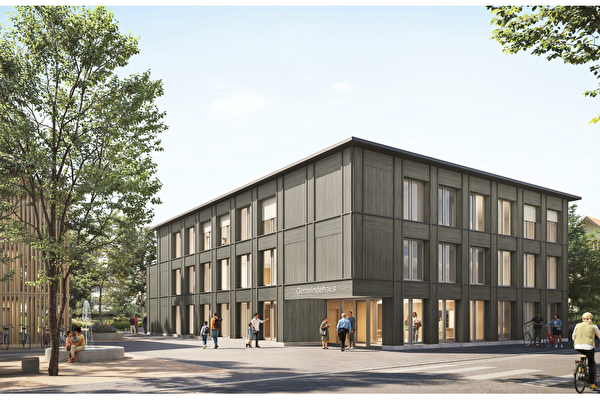 Visualisierung neues Gemeindehaus und zusätzliches Wohngebäude