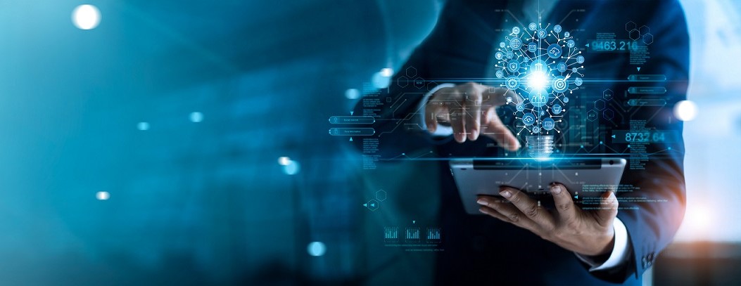 Bild eines Computers in einem digitalen Netzwerk