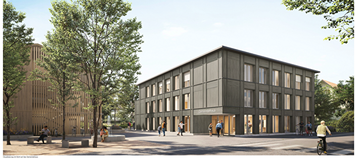 Visualisierung neues Gemeindehaus und zusätzliches Wohngebäude