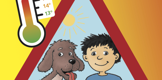 Warnzeichen mit Hund und Mensch