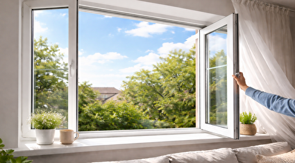 KI generiertes Bild von einem Fenster, das geöffnet wird