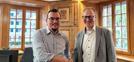 Christian Gwerder und Gemeindeschreiber Markus Betschart