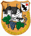 Beschreibung Logo, Schloss AeschTraubenranke,rechts oben Aescherwappen 