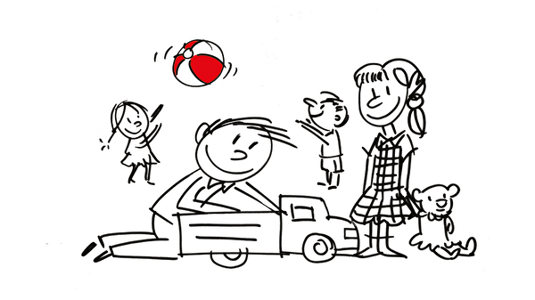 Comic-Grafik mit spielenden Kindern