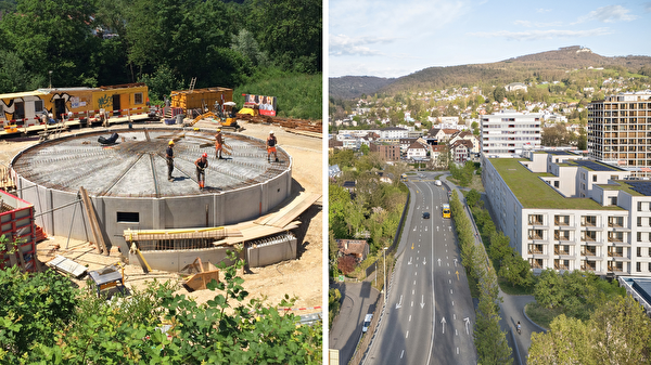 Mischwasserbecken und Bruggstrasse