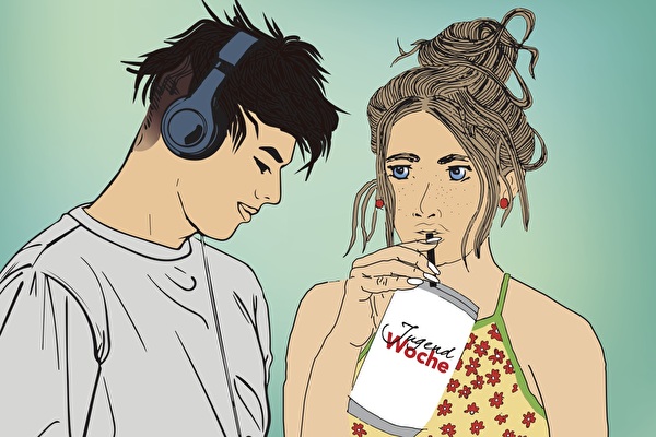 Jugendwoche-Banner mit zwei Jugendlichen