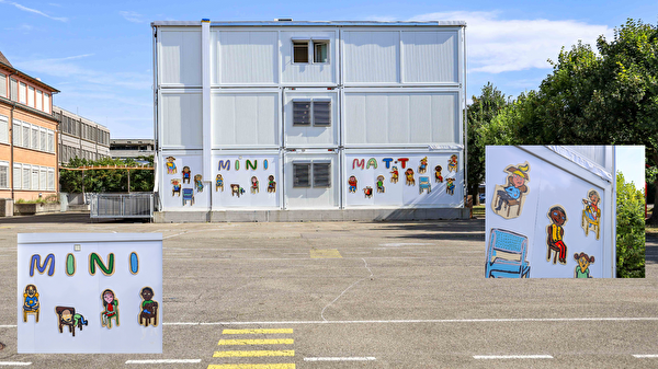 Das Minimatt-Schulhaus mit neu gestalteter Fassade