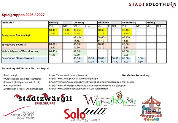 Spielgruppen Solothurn 2026/27