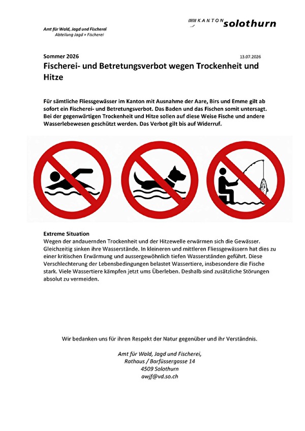Fischerei- und Betretungsverbot