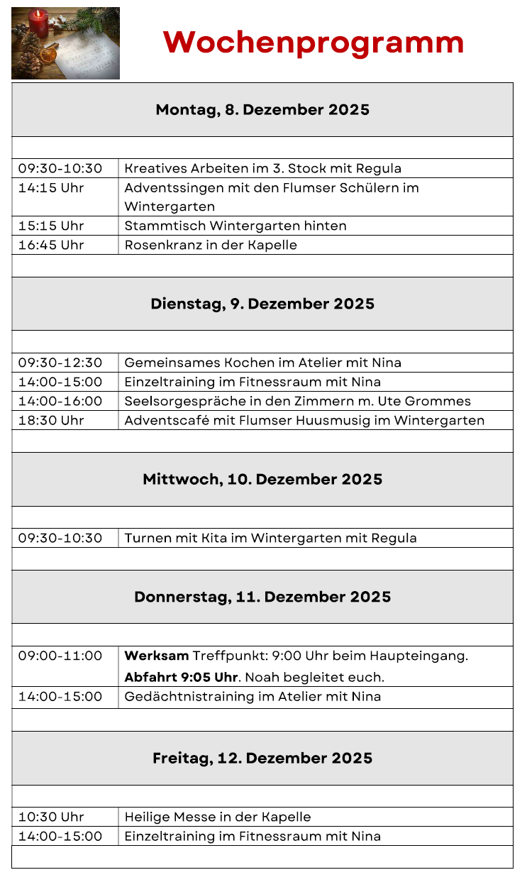 Wochenprogramm Aktuell