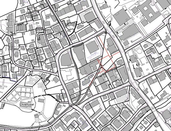 Symbolbild Baubewilligung: Ausschnitt Karte Amtliche Vermessung