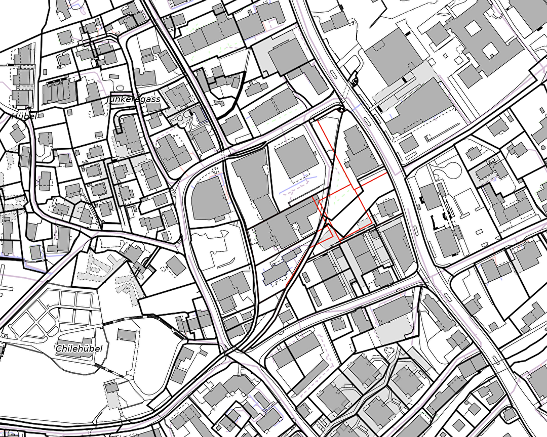 Symbolbild Baubewilligung: Ausschnitt Karte Amtliche Vermessung
