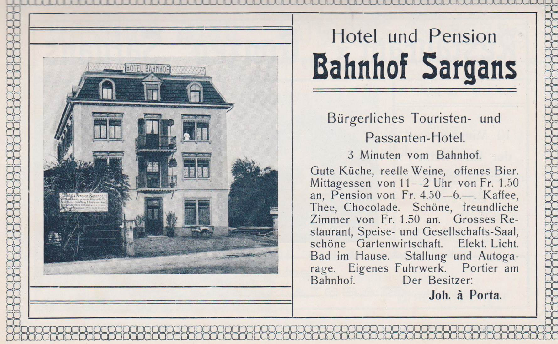 Hotel Bahnhof im Jahr 1910. 