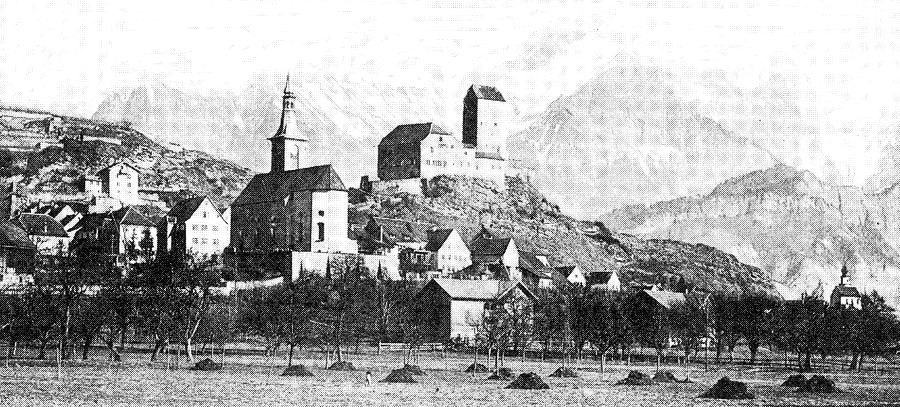 Ca. 1900: Im Grossfeld steht ein frisch gepflanzter Bungert.