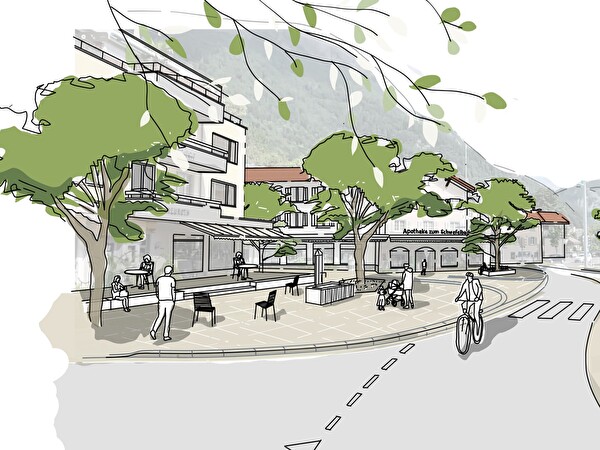 Die Visualisierung zeigts: So könnte der Schwefelbadplatz dereinst aussehen.