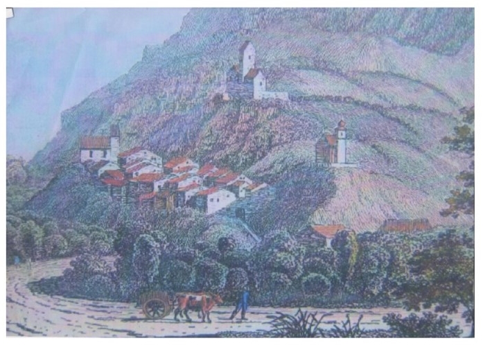 Ca. 1810 - So präsentierte sich Sargans vor über 200 Jahren. 1811 fand der schreckliche Städtli-Brand statt.