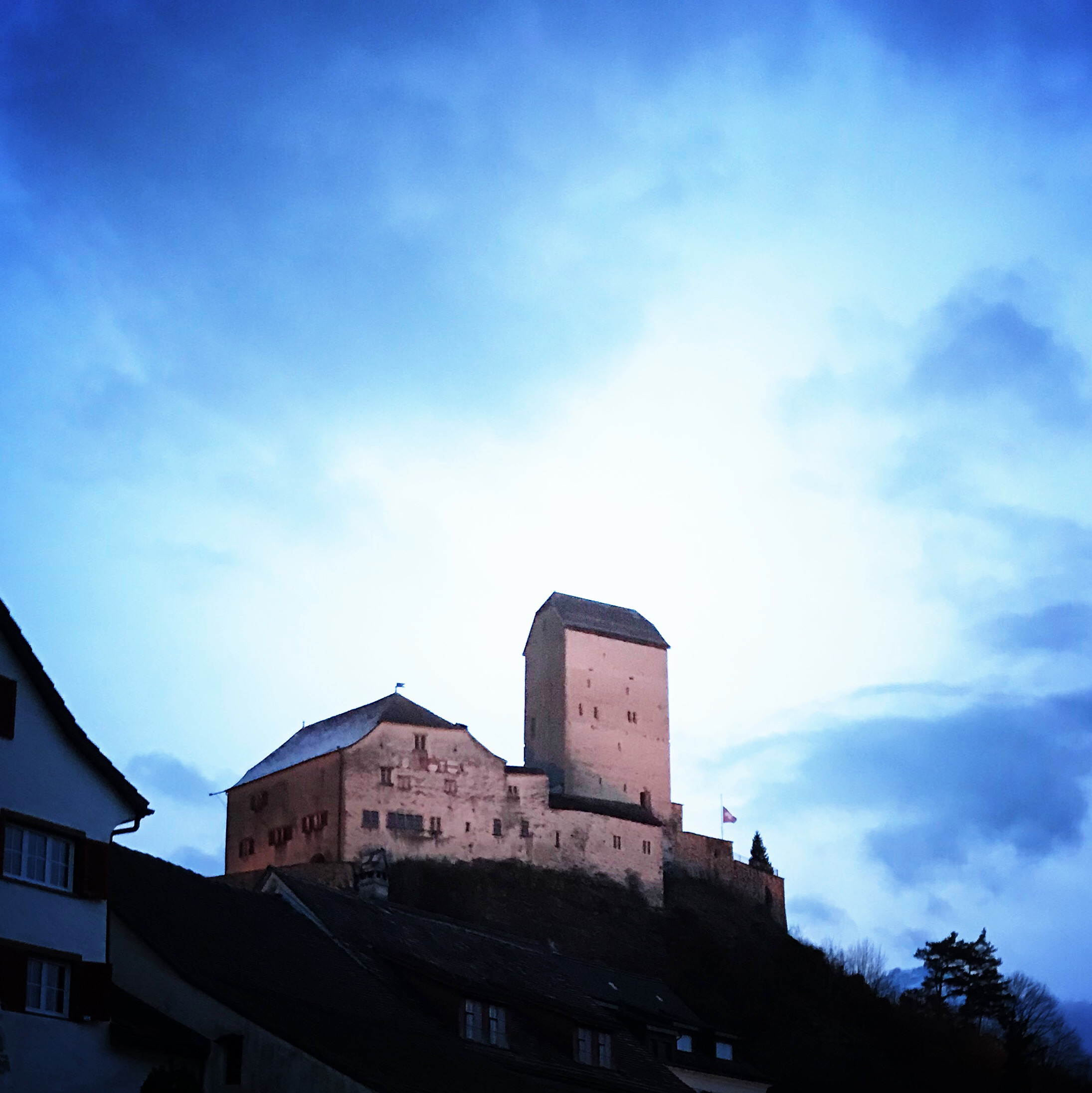 Der fünf Stockwerke hohe Turm war als Wohnturm angelegt worden; der ehemalige Hocheingang liegt auf der Südostseite im ersten Stockwerk.