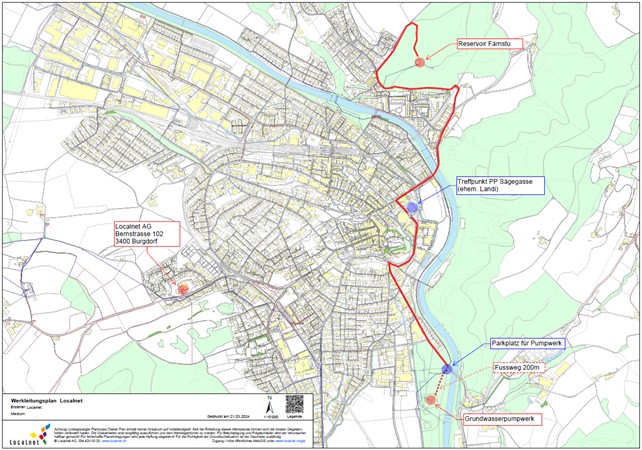 Plan Führung Wasserversorgung Burgdorf Localnet