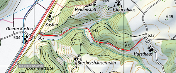 Betroffener Strassenabschnitt Kasten-Hursthaus