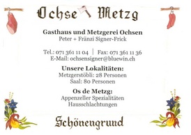 Visitenkarte Ochse Metzg