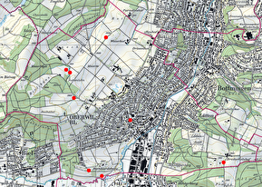 Standorte der Infotafeln beim Themenweg