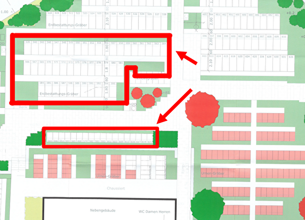 Plan Aufhebung Gräber Friedhof Flaach 2026
