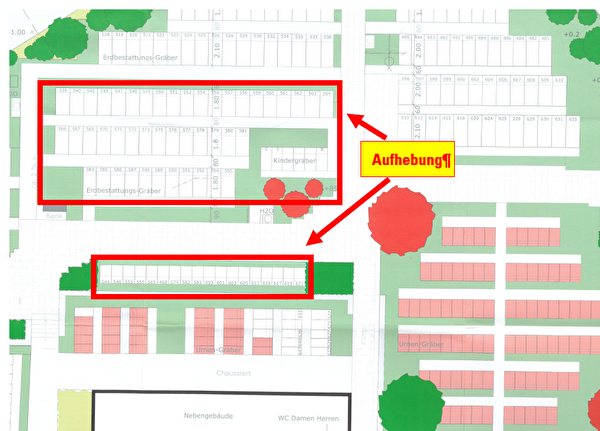 Plan Aufhebung Gräber Friedhof Flaach 2026