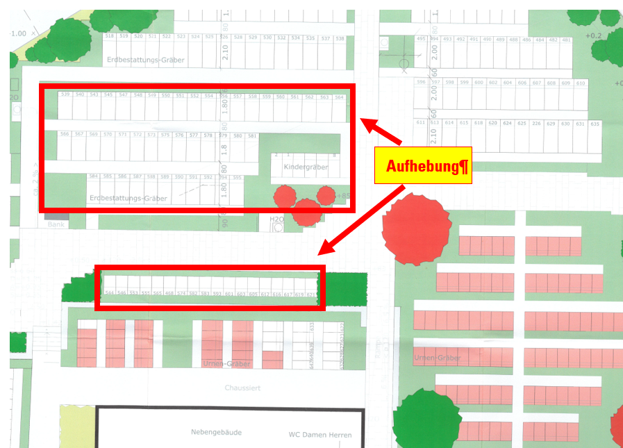 Plan Aufhebung Gräber Friedhof Flaach 2026