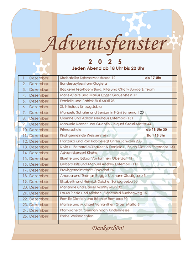 Adventsfenster Rechthalten 2025