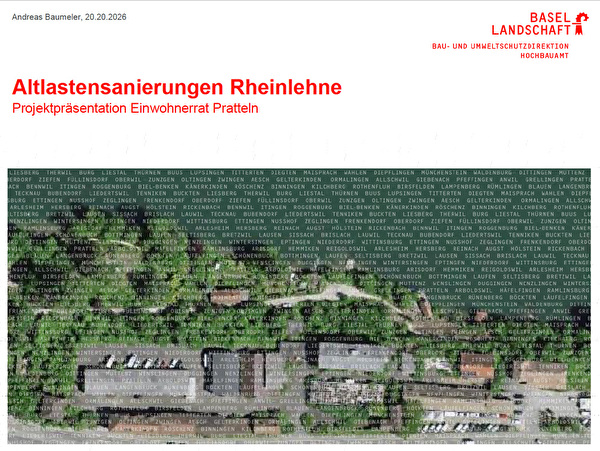 präsentationstitelblatt mit drohnenbild eines areals am rheinufer