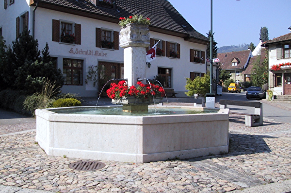 Engelbrunnen Gemeinde Pratteln Brunnen Brunnengotten Brunnen mit Blumen