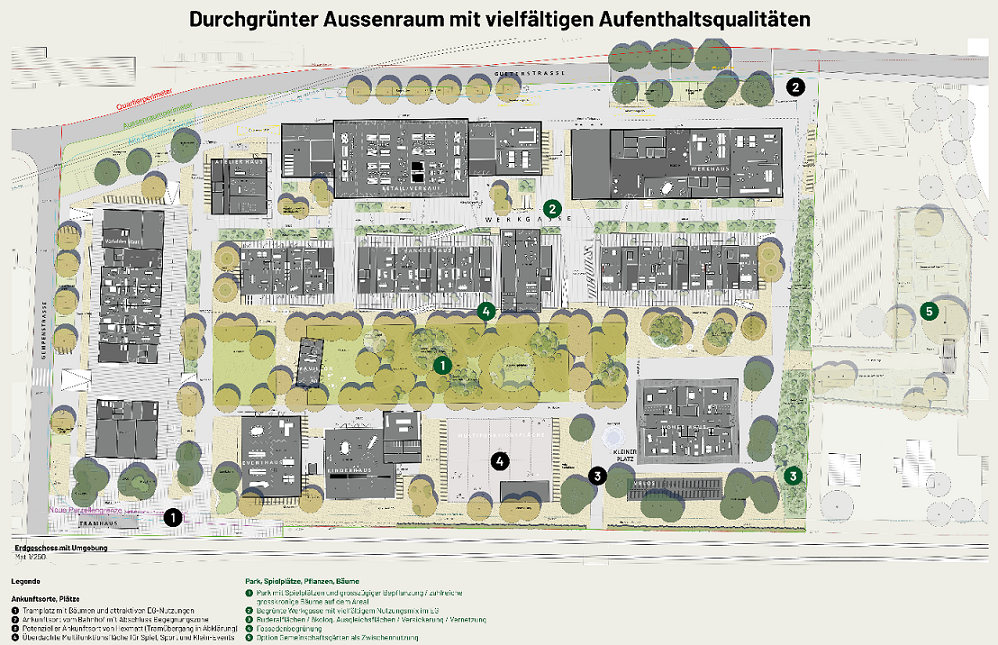 Abb.: Neue Aussenräume im Areal GLEIS SÜD