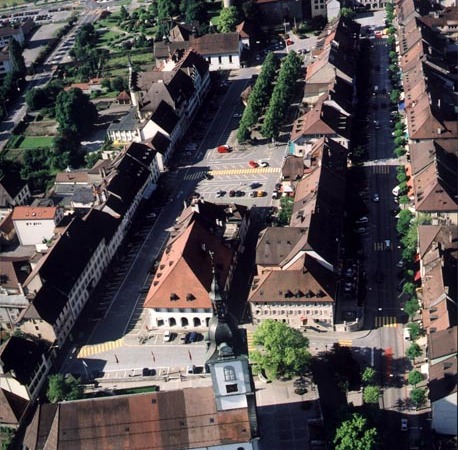Vue aérienne de la ville de Bulle