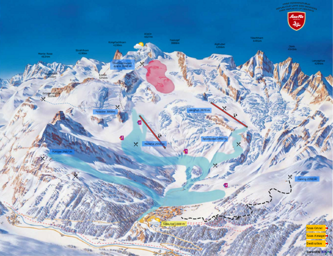 Übersichtsbild Bergrestaurants Saas Fee/ Saastal