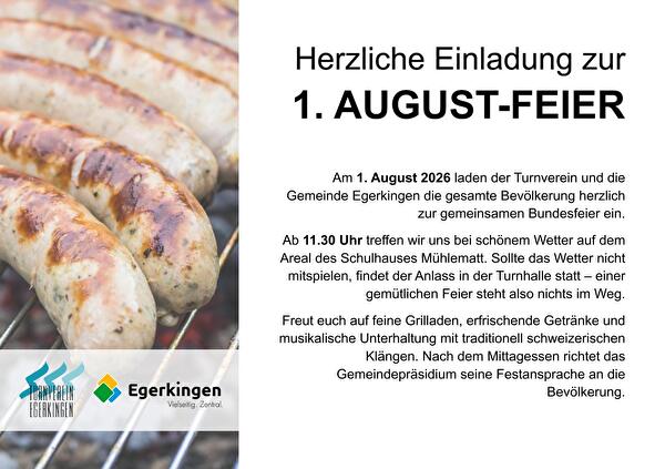 Einladung zur 1. August-Feier