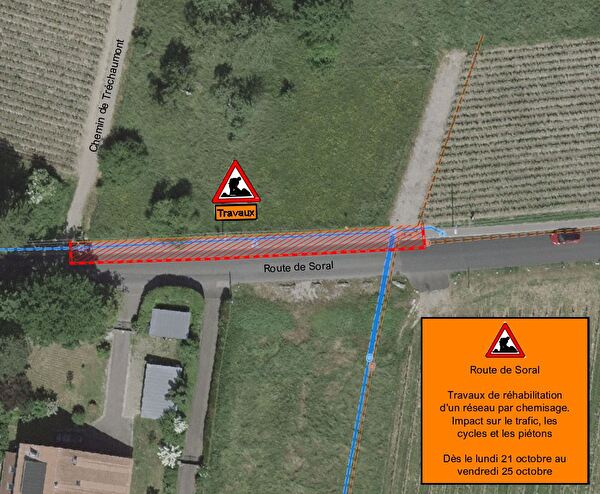 LUNDI 21 AU VENDREDI 25 OCTOBRE 2024 TRAVAUX SUR LA ROUTE DE SORAL  