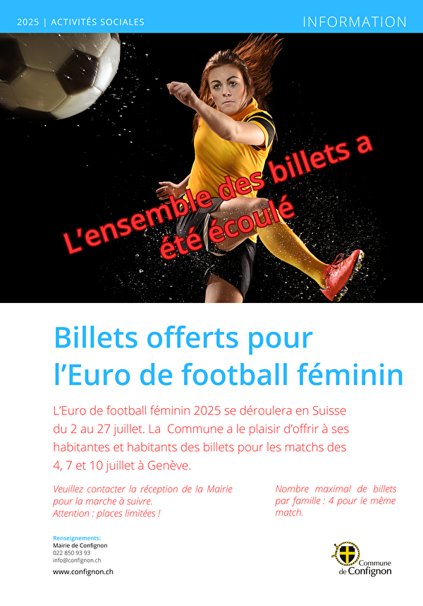 Affiche obtention billet gratuit Euro football féminin
