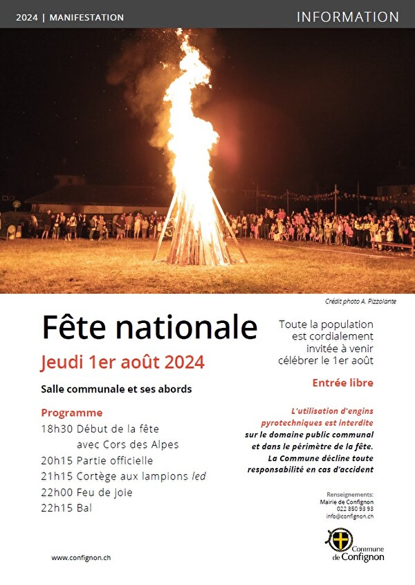 JEUDI 1ER AOÛT 2024 FÊTE NATIONALE