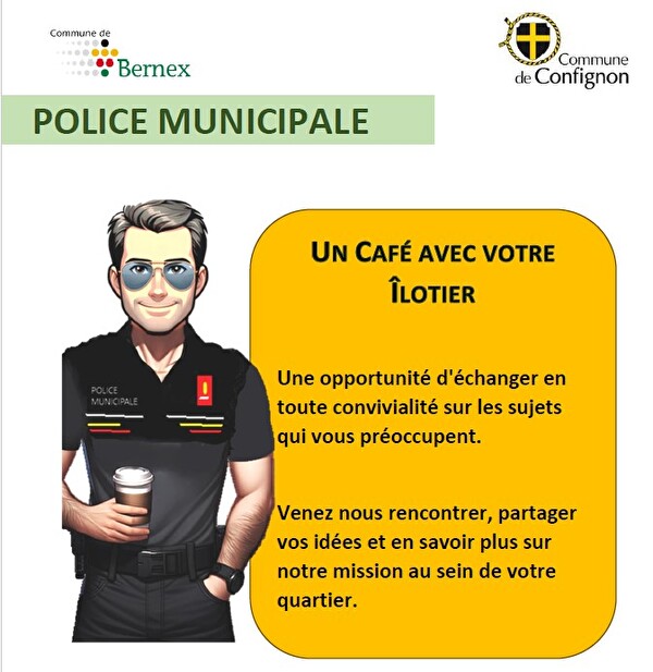 Affiche un café avec votre îlotier