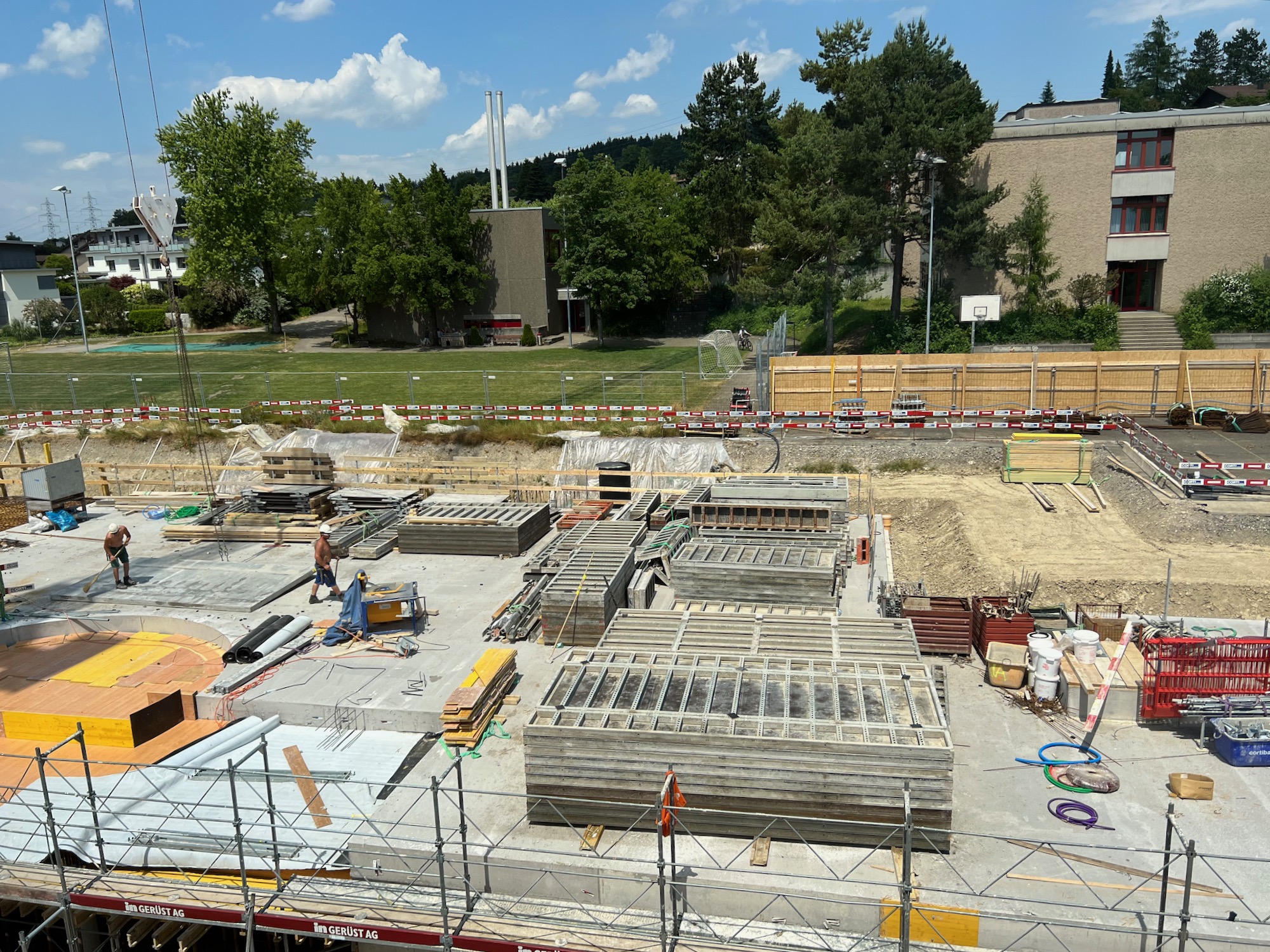 Baustelle neue Sporthalle am 15. Juni 2023