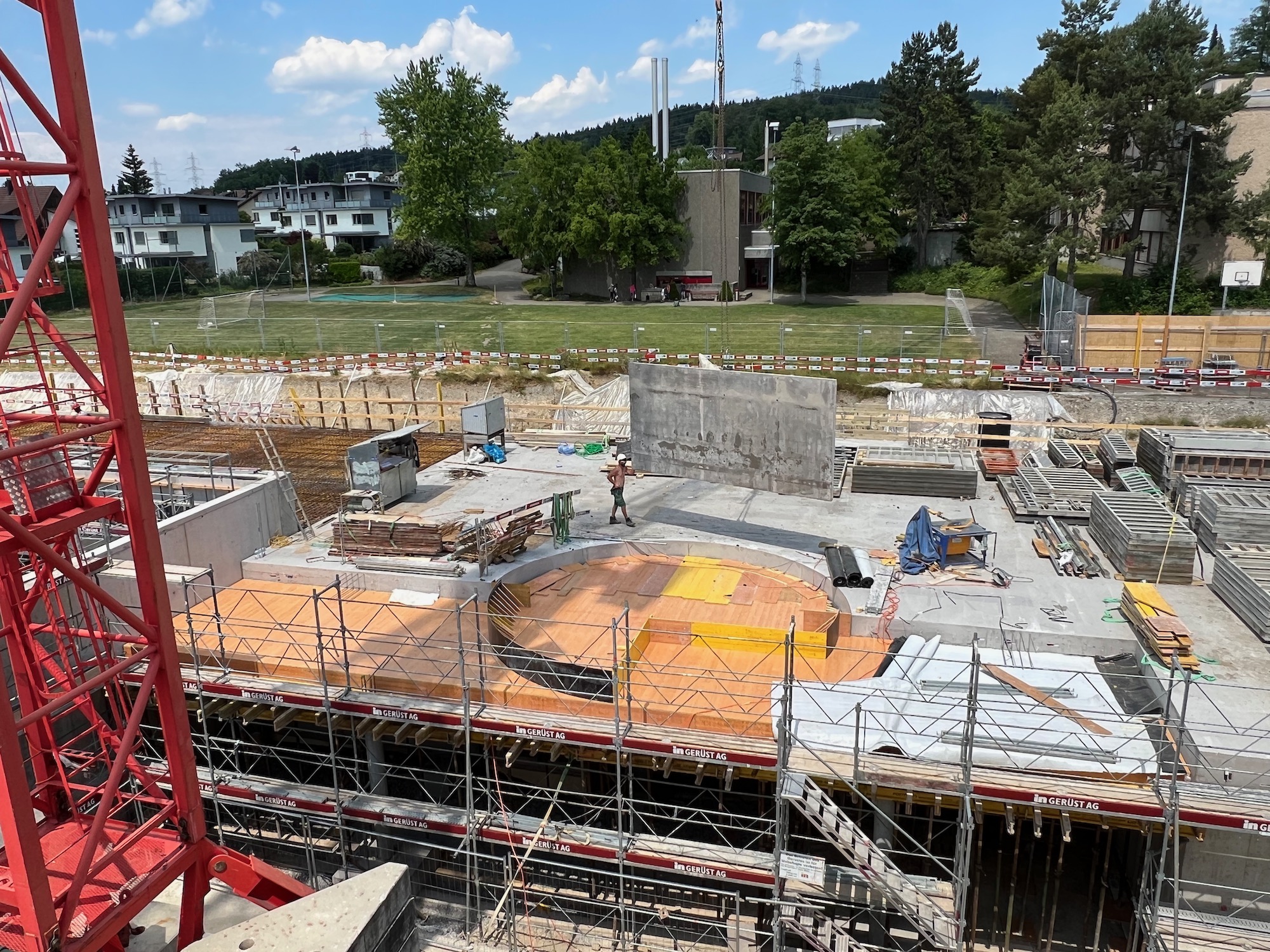 Baustelle neue Sporthalle am 15. Juni 2023