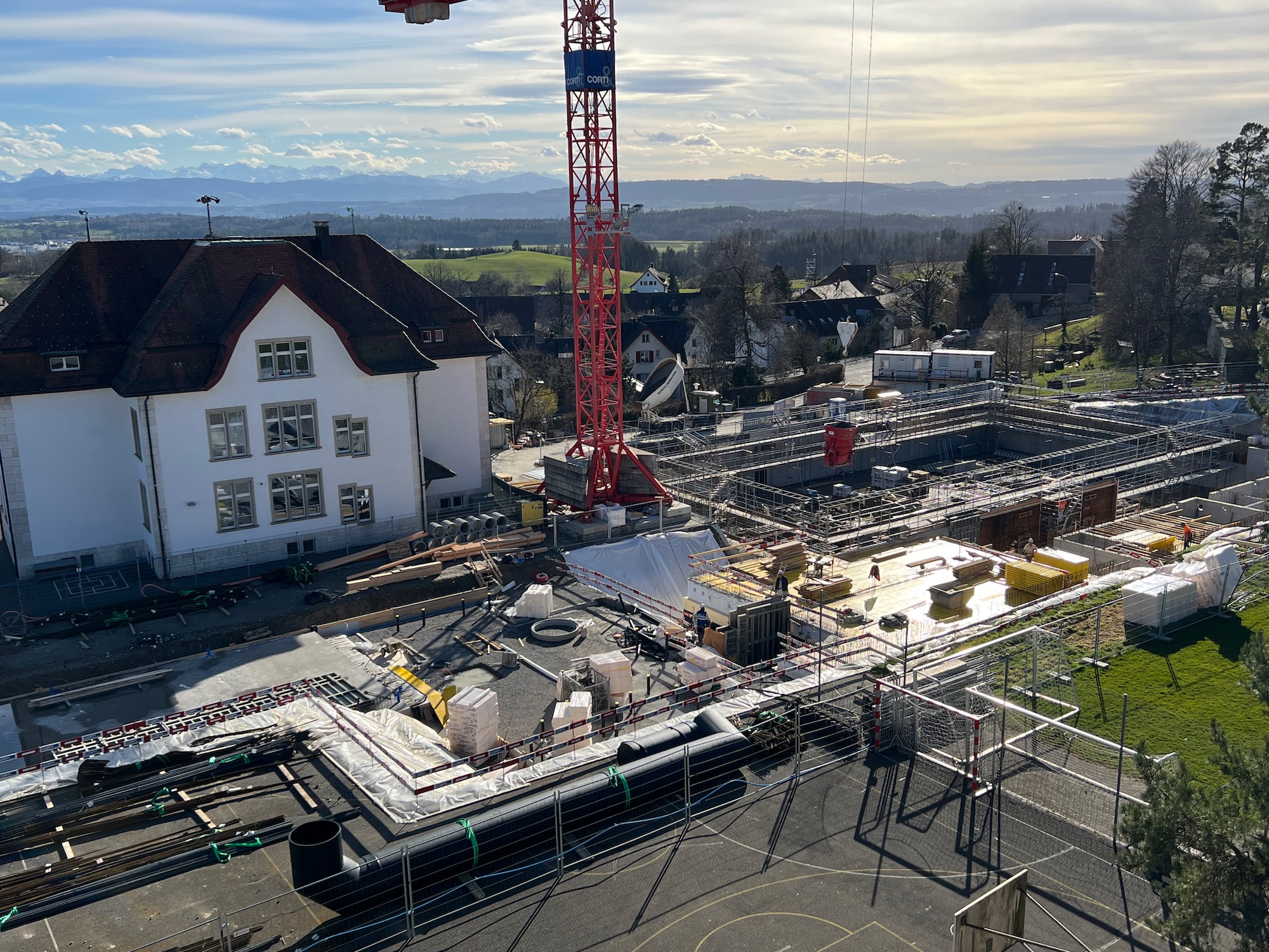 Baustelle neue Sporthalle am 9. März 2023