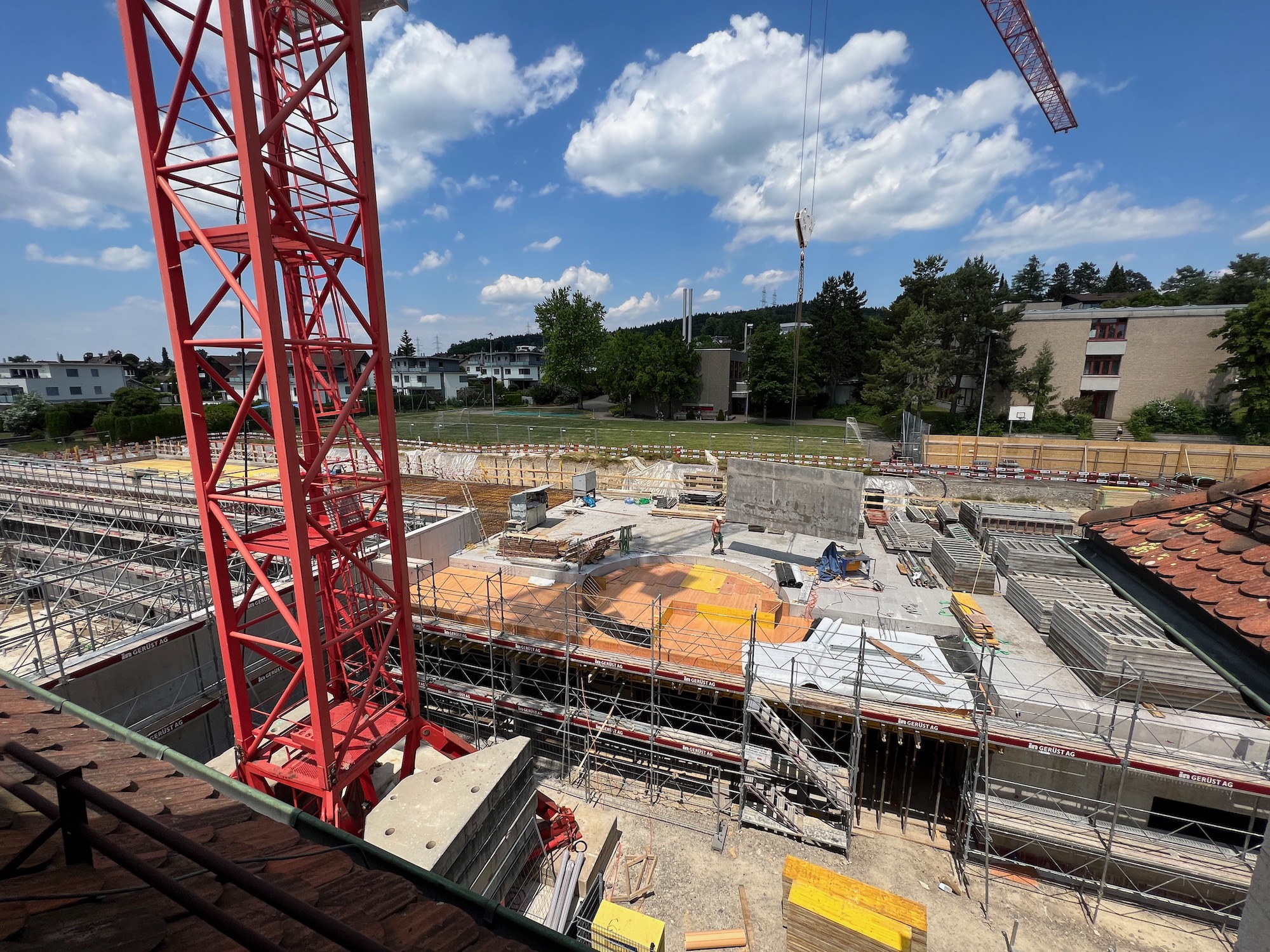 Baustelle neue Sporthalle am 15. Juni 2023