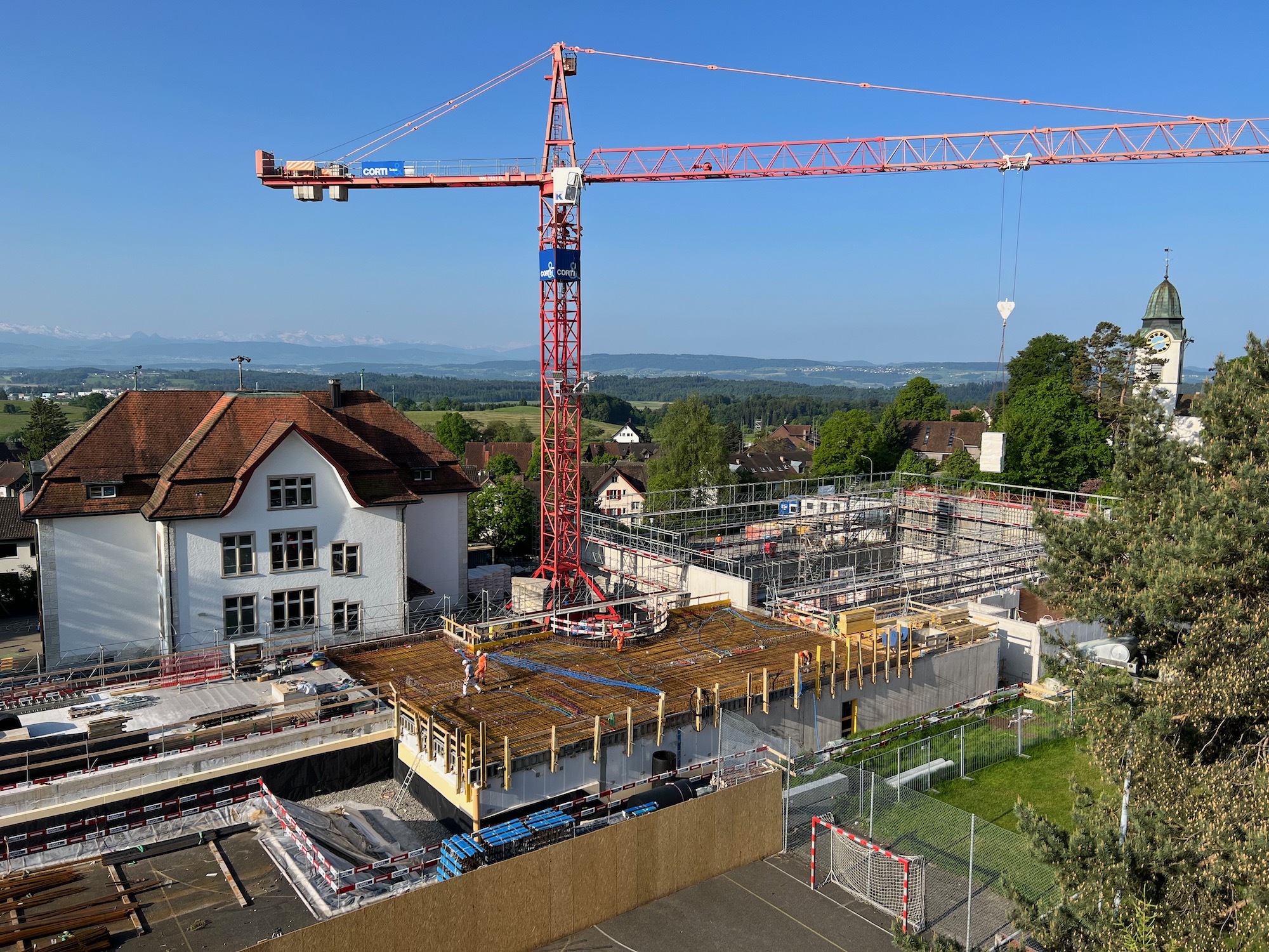 Baustelle neue Sporthalle am 22. Mai 2023