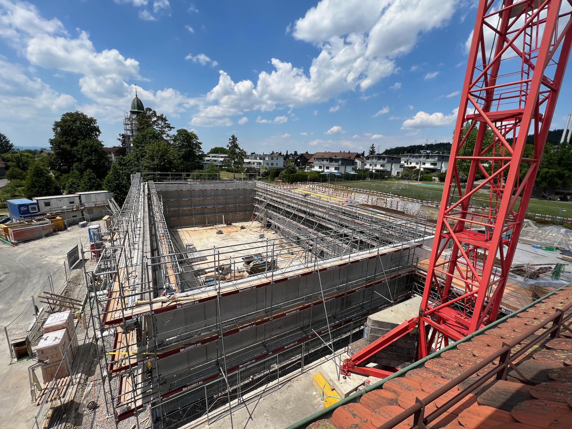 Baustelle neue Sporthalle am 15. Juni 2023