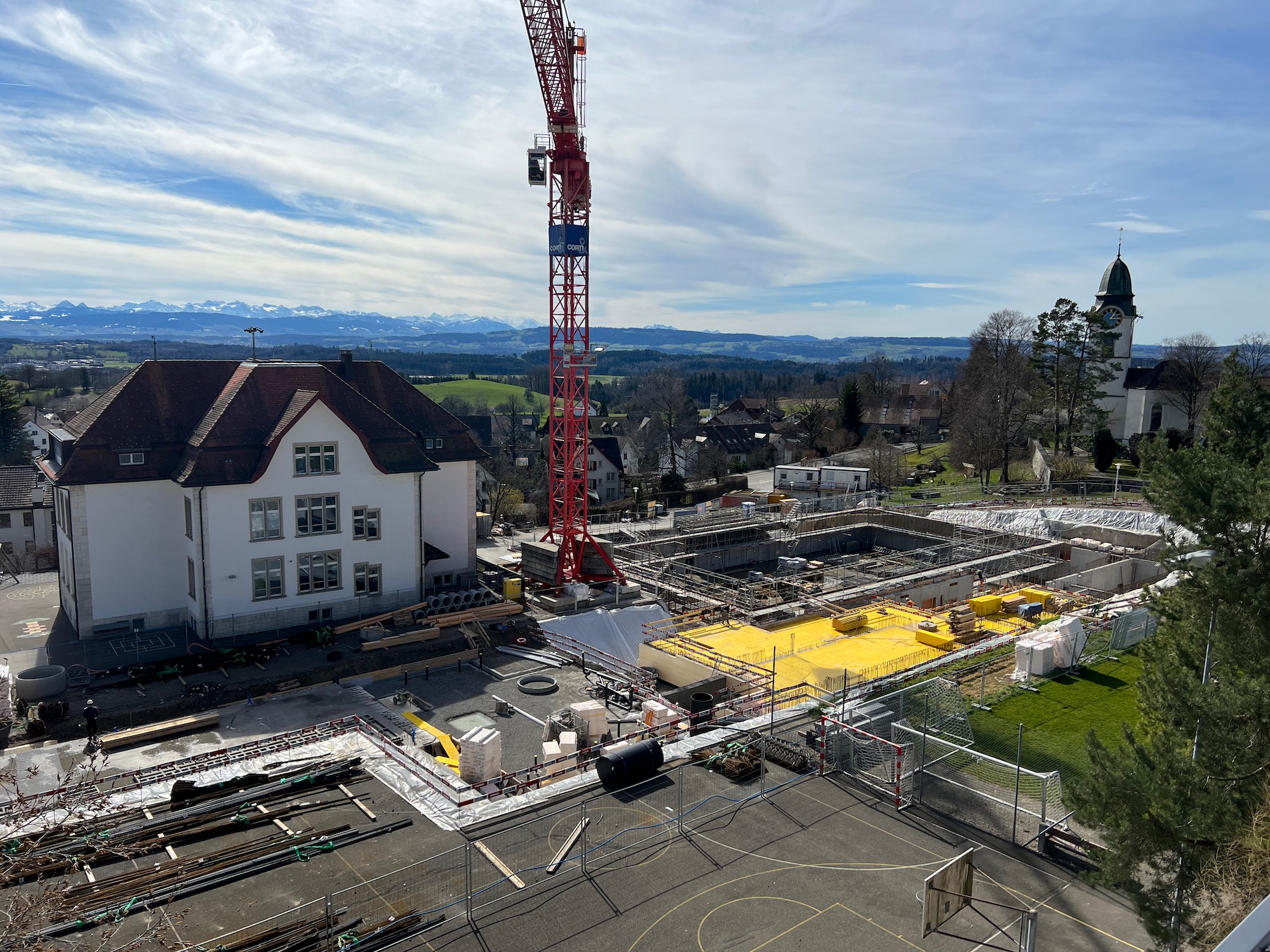 Baustelle neue Sporthalle am 9. März 2023