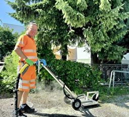 Die Mitarbeitenden des Werkhofs kämpfen unter anderem gegen Unkraut.