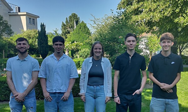 Die erfolgreichen Lernenden der Gemeinde Herisau (v.l.): Kevin Baumann, Ben Schneider, Laura Brändli, Filip Scopic und Dario Stephan.