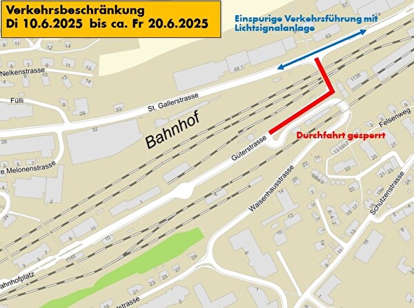 Übersicht über die Verkehrsbehinderungen.