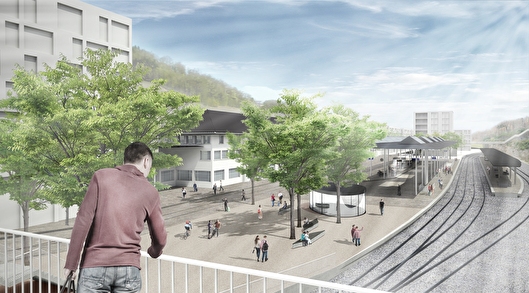 So könnte das Bahnhofsareal in einigen Jahren aussehen: Blick von der Brücke Bahnhofstrasse.
